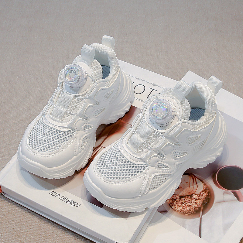 女童白色运动鞋2026春夏新款儿童单网鞋校园透气跑步鞋男童演出鞋