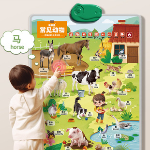 认识常见动物挂图有声早教启蒙婴幼儿宝宝认知点读机儿童学习墙贴