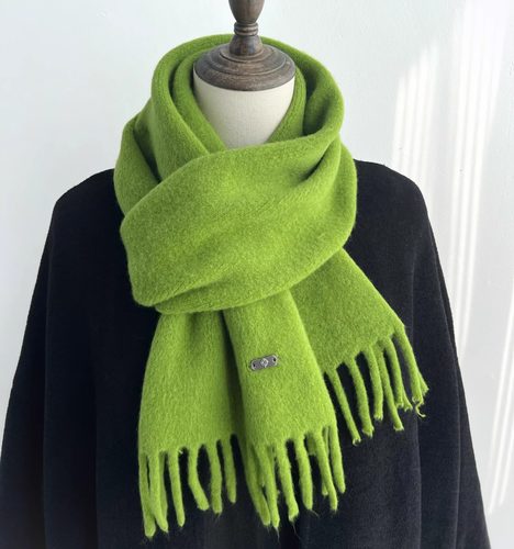 CoorKoor牛油果绿围巾流苏羊绒