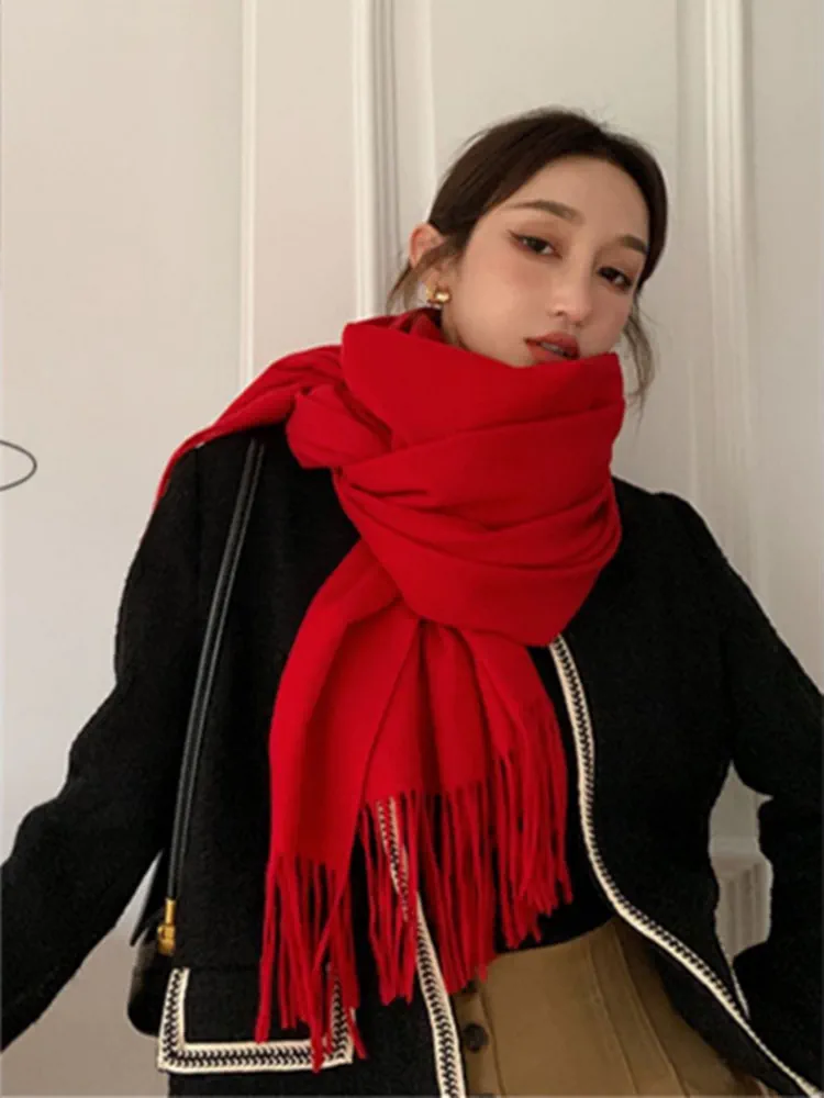 【正品】LULU Giraffе 纯色山羊绒围巾女秋冬季新款百搭保暖披肩