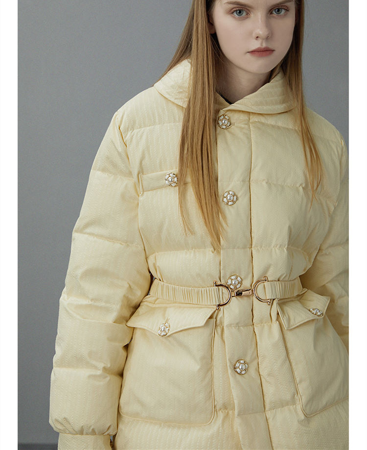 DUDK浅黄色羽绒服小香风外套