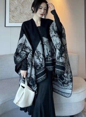 【正品】Coor Koor开叉斗篷大披肩女秋冬保暖双面针织高端披风外