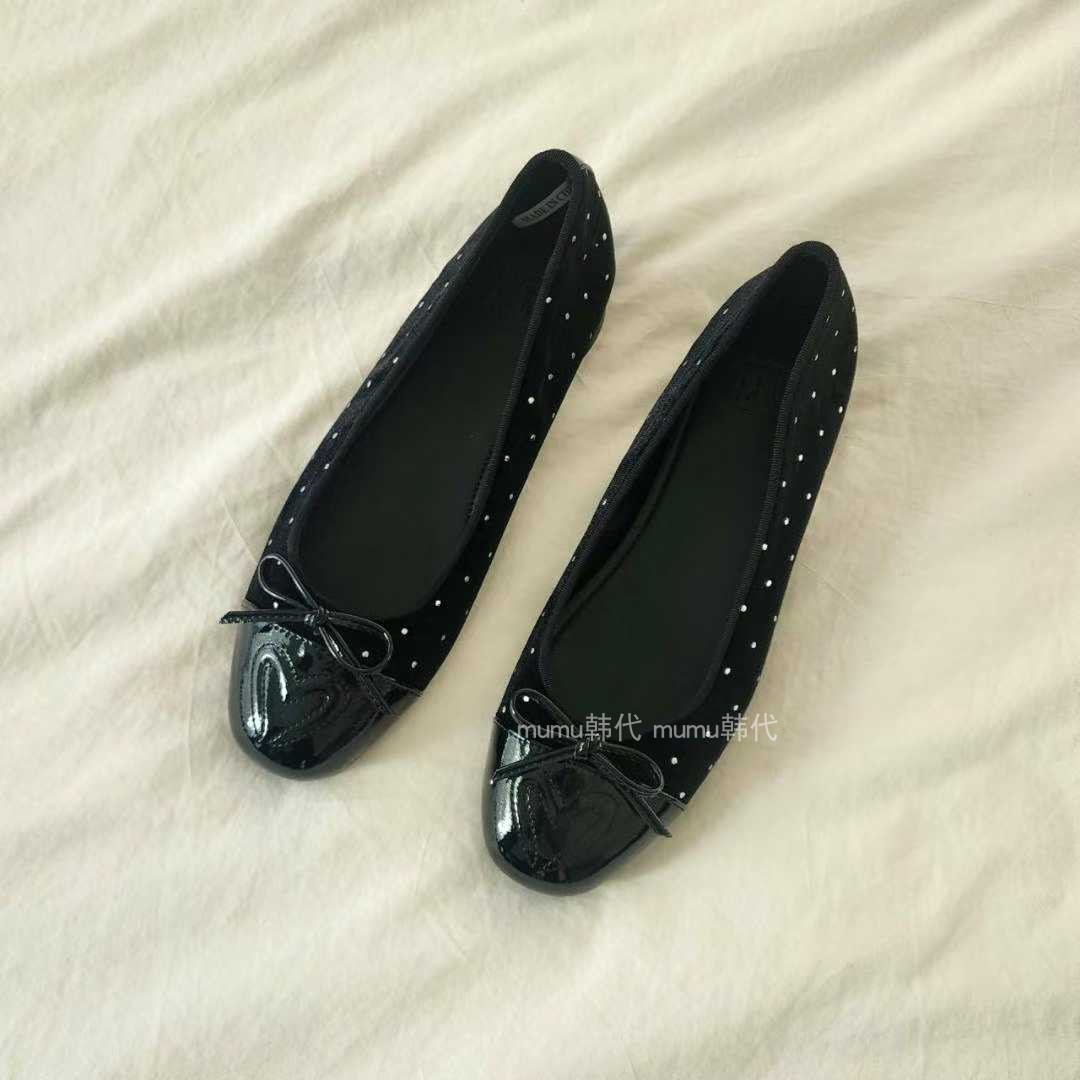 mumu小香风蝴蝶结平底芭蕾鞋女