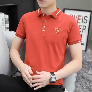有带领纯棉上衣服青年帅气休闲体恤衫 夏季 潮流修身 短袖 T恤男韩版