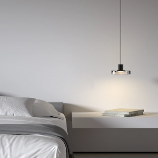 意式极简卧室吊灯全光谱现代简约吧台餐厅北欧风玻璃单头床头小灯