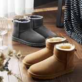 大码 雪地靴男皮毛一体冬季 加厚保暖防滑短筒东北纯羊毛男鞋 雪地棉