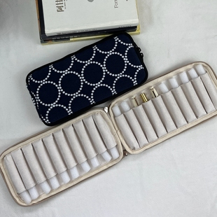 布邑适用Sailor写乐 mini万宝龙短钢笔保护套笔袋蓝色圆圈拉链包