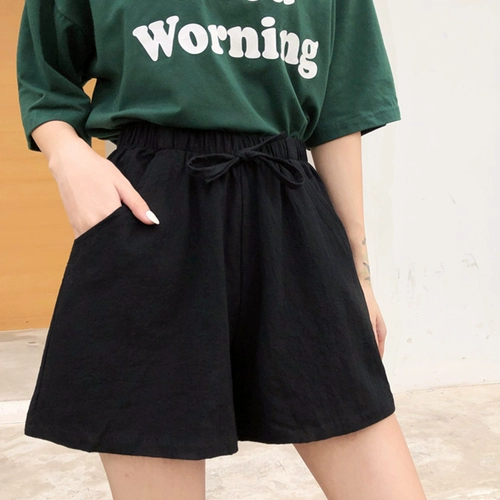 Спортивные шорты, летние тонкие штаны для отдыха, из хлопка и льна, в корейском стиле, высокая талия, свободный крой