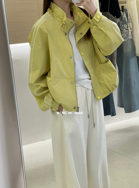 【蕾丝条纹夹克外套】欧洲站2026春新款防晒衣内衬蕾丝百搭55398