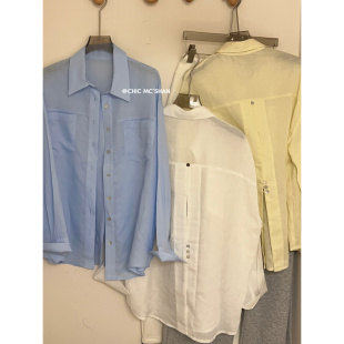 衬衫 莱赛尔亚麻料薄款 欧洲站2026百搭新款 601 贝母扣防晒衬衣