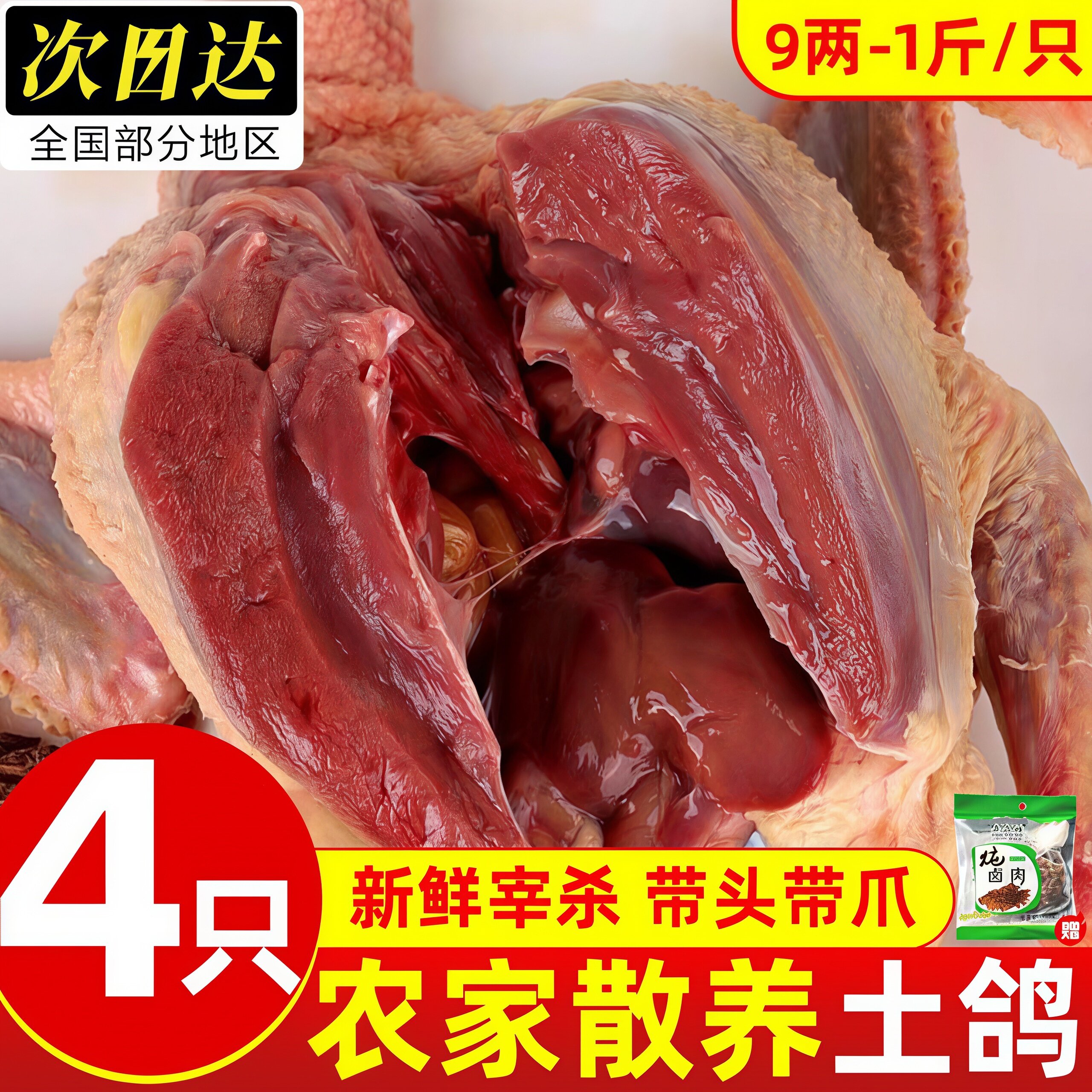 农家散养现杀冷冻原粮土鸽子炖汤