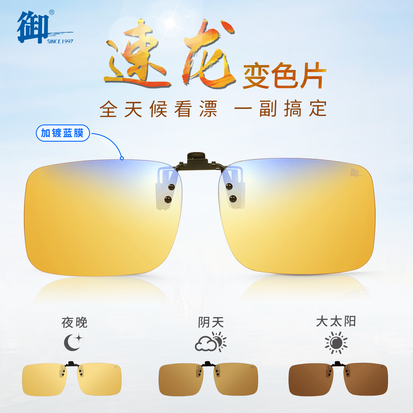 御C2505速龙PLUS近视夹片开车钓鱼日夜两用强反光变色看漂增晰镜