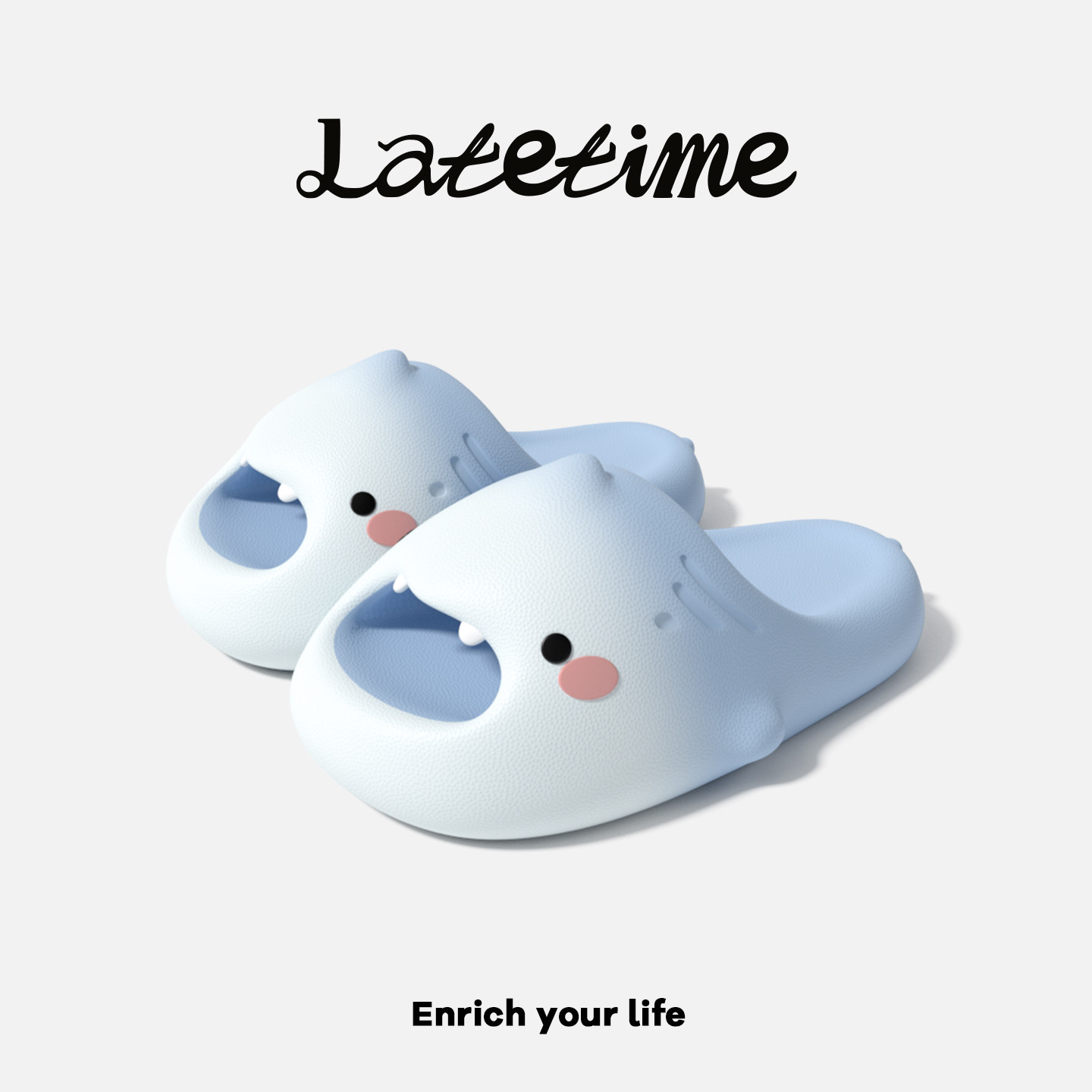latetime渐变小萌鲨儿童拖鞋男童图片