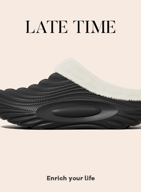 latetime防水棉拖鞋男款冬季2025新款室内居家保暖情侣毛绒拖鞋女