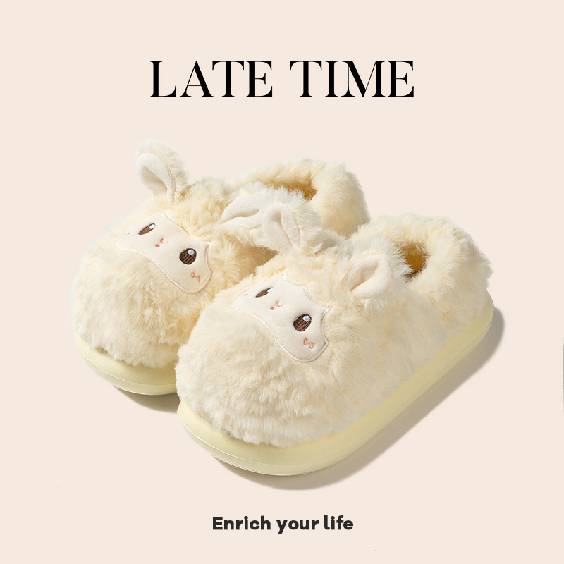 latetime可爱呆萌小羊棉拖鞋女冬