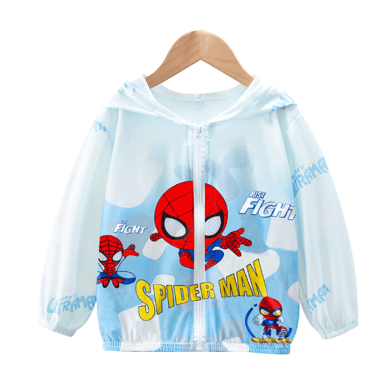 儿童冰丝防晒衣男童夏季薄款户外网眼空调外套宝宝防紫外线皮肤衣