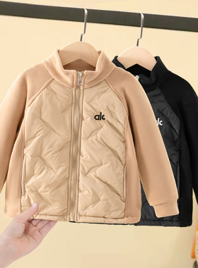 男童摇粒绒外套秋冬款儿童加绒上衣男孩宝宝保暖棉服内胆冬装加厚