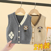 坎肩外穿开衫 儿童针织马甲秋冬款 男童宝宝背心婴儿春秋季 V领1保暖