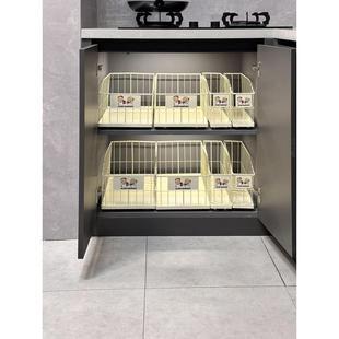 懒人学堂抽拉式碗盘置物架碗碟抽拉篮滑轨带滑轮餐具收纳架子