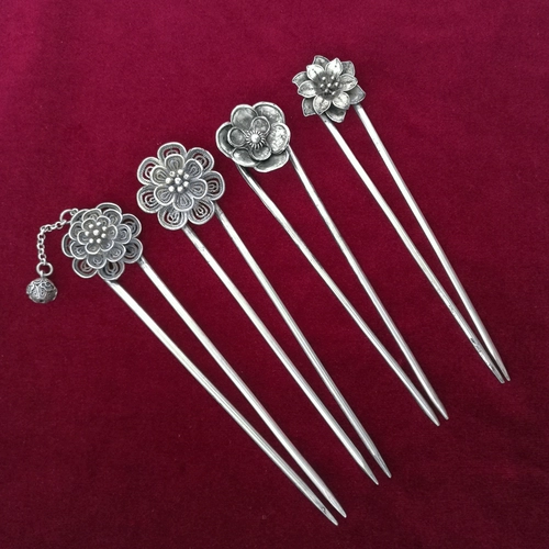 Этническое ханьфу ручной работы, аксессуар для волос, китайская шпилька в форме цветка, этнический стиль, тонкое плетение