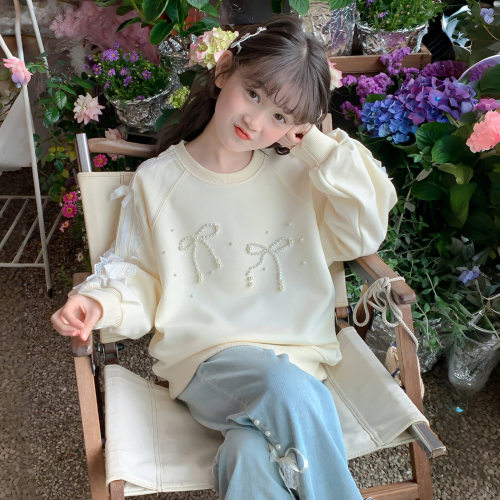 女童卫衣春秋2026新款洋气超好看童装女孩中大童圆领儿童上衣春季