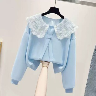 娃娃领女童卫衣2026春季新款洋气时髦中大童长袖上衣薄款外套春秋