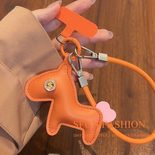 小马手机挂绳橙色马年马上有钱