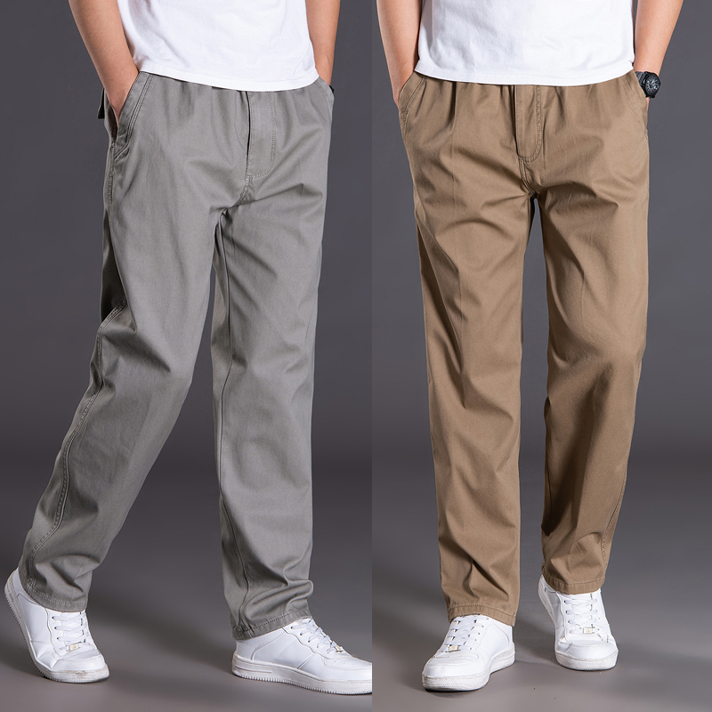 夏季薄男士休闲裤加肥纯棉嘻哈大口袋运动户外工装宽松直筒肥佬裤