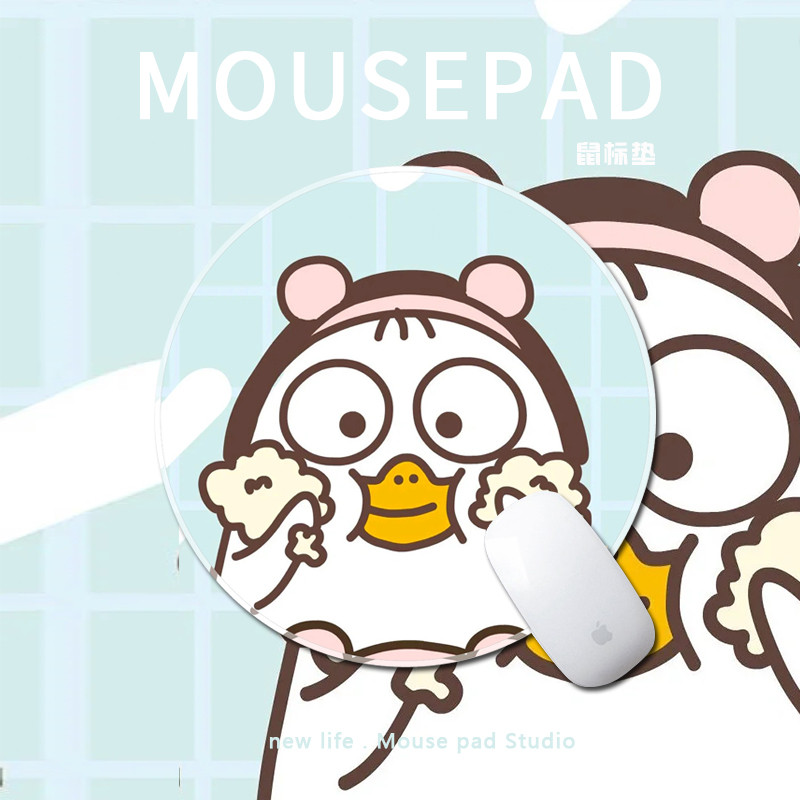 圆形小刘鸭鼠标垫卡通蓝色打扮女生个性礼物少女的诱惑笔记本电脑