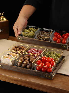 水果盘客厅家用茶几干果零食摆放盘瓜子糖果茶点玻璃小吃碟收纳盒