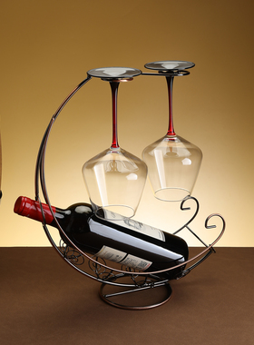 家用红酒杯架倒悬挂高脚杯架欧式酒瓶架子高档轻奢置物展示架摆件