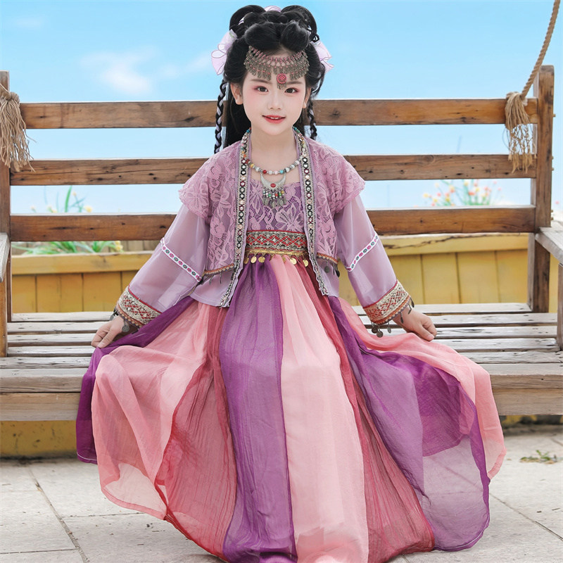 女童汉服春秋古风两件套儿童表演服套装中国风唐装洋气民乐演出服