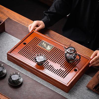 家用花梨木干泡台茶盘观山简约实木茶托盘轻奢两用沥水干泡盘茶台