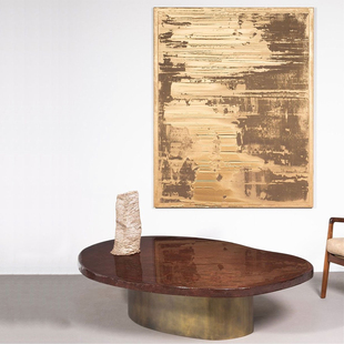 《金光璀璨》复古风挂画金箔抽象画木板画大漆画刀刮画别墅空间画