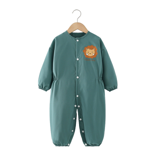 宝宝爬行罩衣一体式秋冬拖地爬爬服外出玩耍放脏护衣婴幼儿学爬服