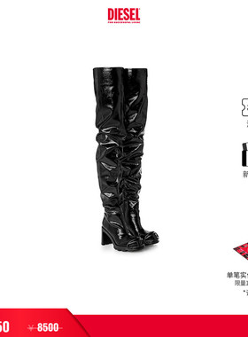 [礼物][折扣]DIESEL女士OVAL D黑色长筒高跟靴时装靴Y03421P0691