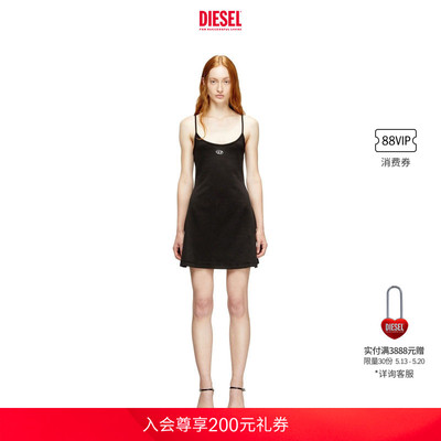 DIESEL女士OVAL D黑色吊带连衣裙短裙A199180AHQH