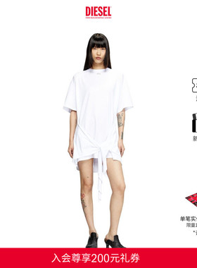 DIESEL女士25秋冬OVAL D黑色白色T恤连衣裙A192320NIAX