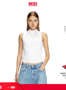 [折扣]DIESEL女士SUPER LOGO格雷系灰色修身背心A103970BLAN