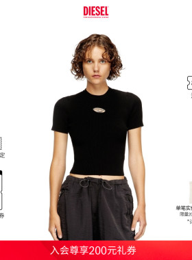 DIESEL女士OVAL D黑色短袖针织衫A196740DLAX