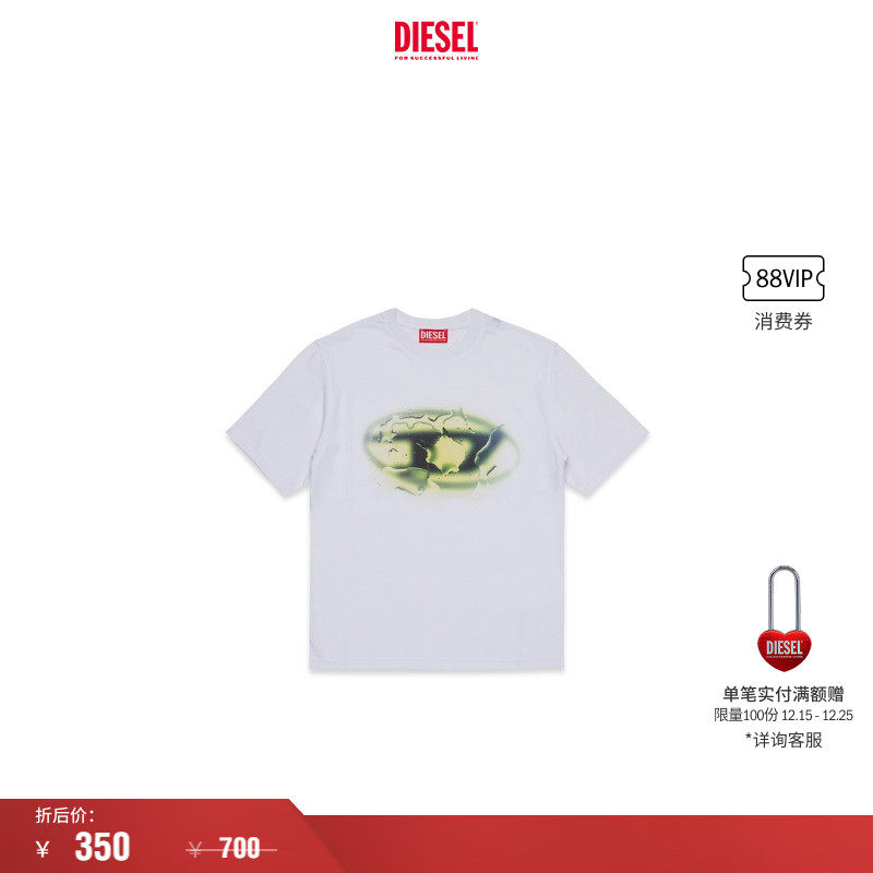 [折扣]DIESEL男童OVAL D白色圆领短袖T恤J024960GRAM