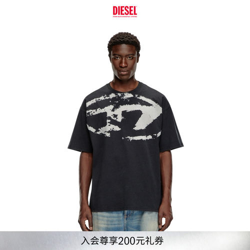 DIESEL男女同款中性OVAL D圆领通勤穿搭短袖T恤A130490DQAU