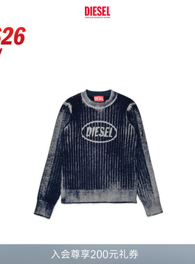 [新款]DIESEL男童26早春深蓝做旧圆领针织衫J02653KYA0C