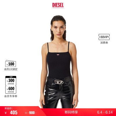 [折扣]DIESEL女士黑色OVAL D细肩带吊带背心A051070JEAI