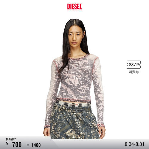 [折扣]DIESEL女士印花修身长袖T恤A171940DCBA