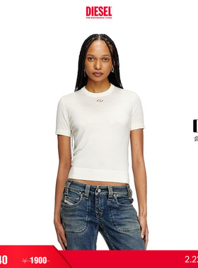 [折扣]DIESEL女士OVAL D米白色绵羊毛短袖针织衫A175010DCCH
