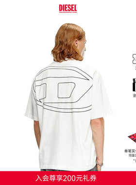 DIESEL男女同款中性OVAL D白色圆领短袖T恤A113020HGAM