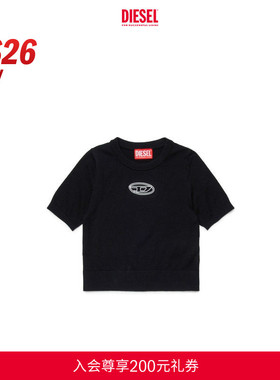 [新款]DIESEL女童26早春黑色OVAL D针织短袖J02654RLAXU