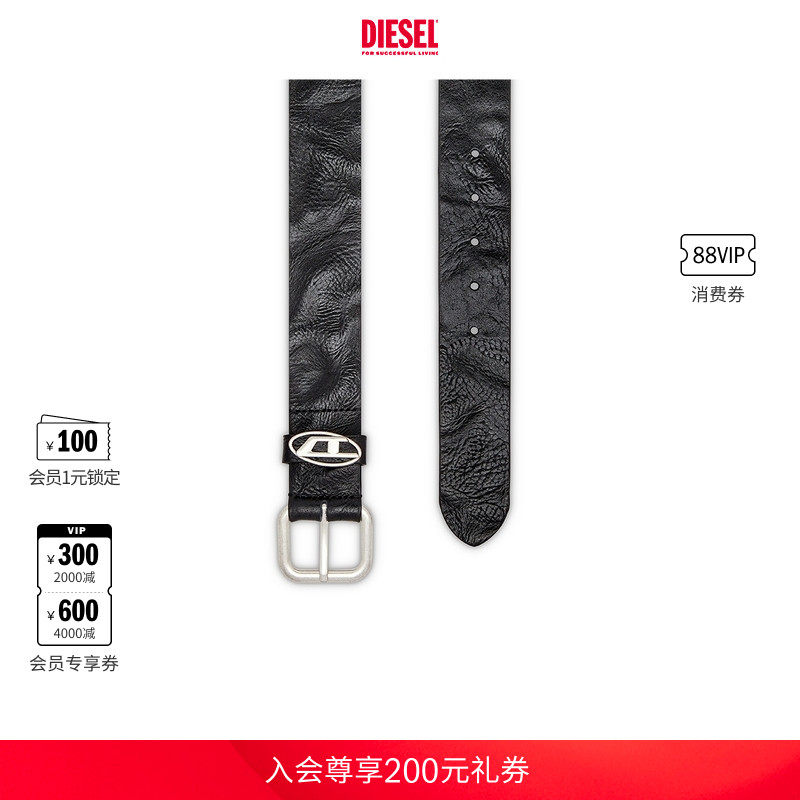 DIESEL男女同款OVAL D黑色腰带X10314PS681