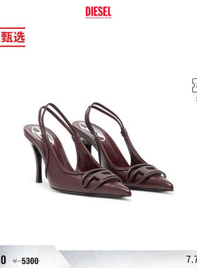 [季末甄选]DIESEL女士酒红色OVAL-D LOGO高跟鞋凉鞋P01730P7785